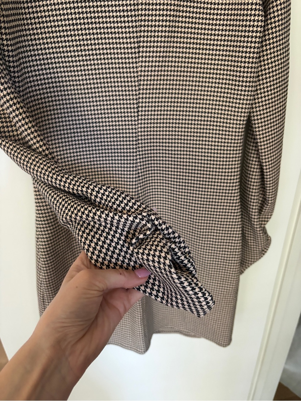 NWT Zara Houndstooth Ruched Button Front Mini Dress - Picture 5 of 5